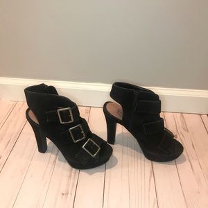 Open-toe Pink & Pepper black  high heel shoes